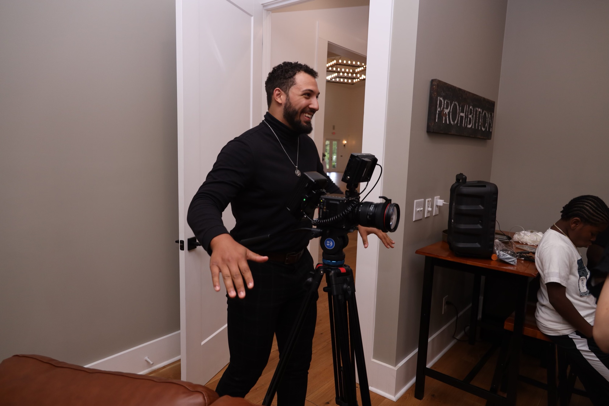 Directing a scene on location