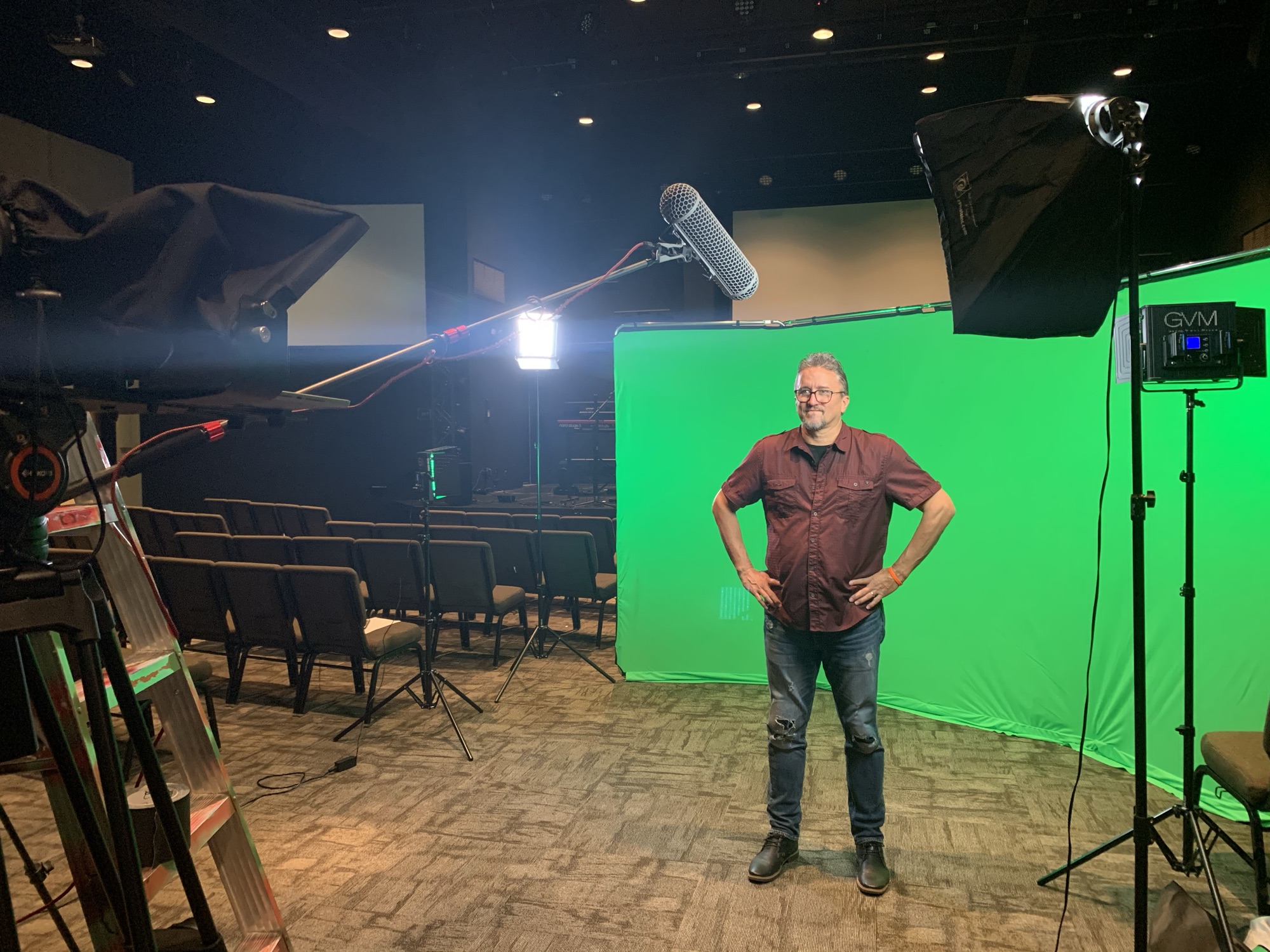 Studio production with professional lighting