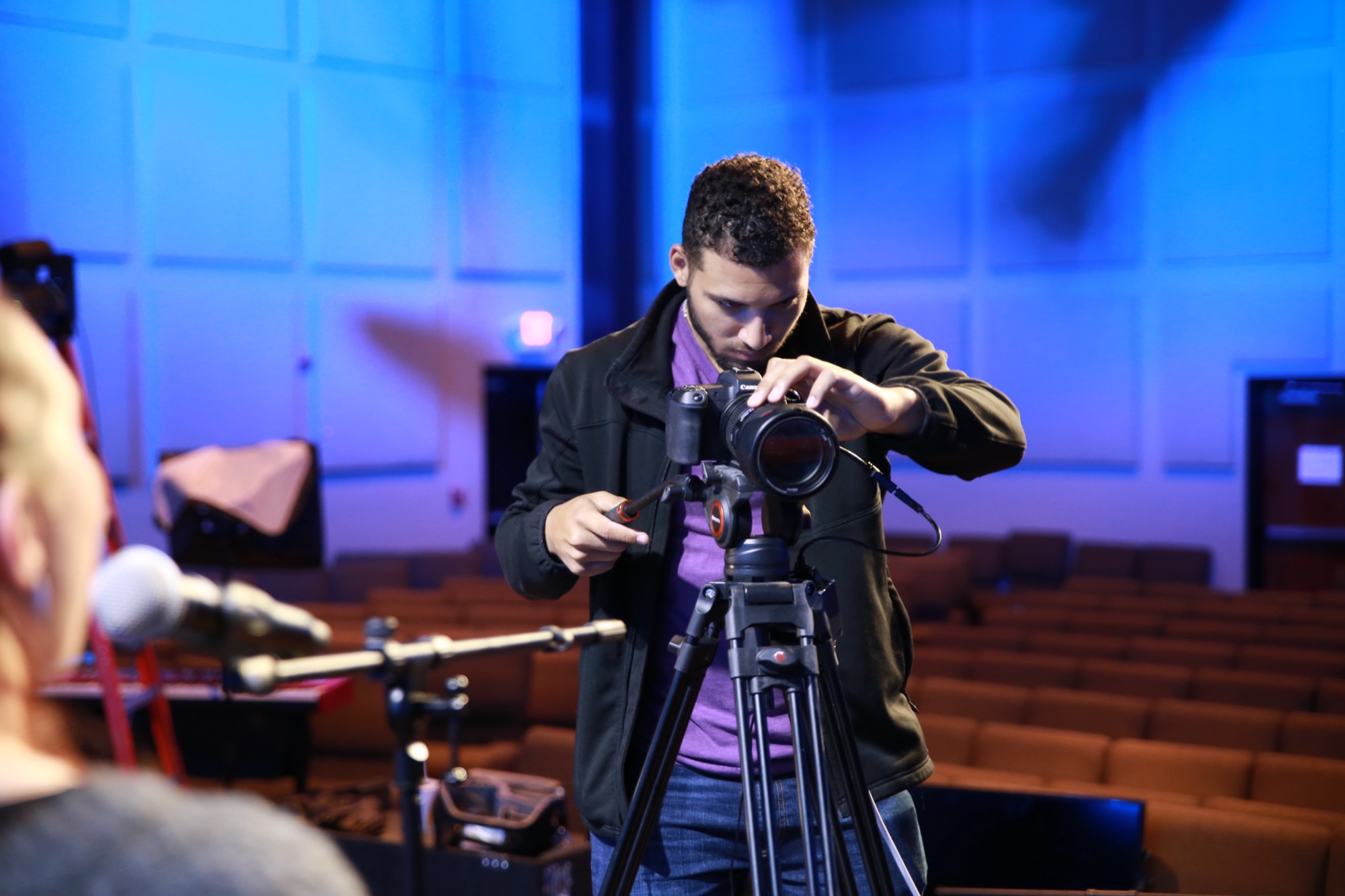 Setting up the shot on location